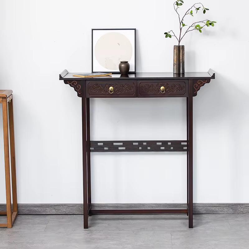 Living Room Bamboo Console Table Hallway Narrow Side Cabinet With Drawer Indoor Entrance Retro Console Table Home Furniture