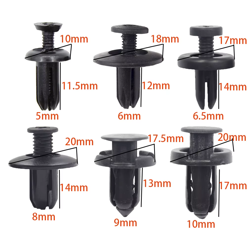 High Quality 5mm 6mm 7mm 8mm 9mm 10mm Hole Car Retainer Plastic Clips Fasteners Auto Trim Panel Clip Mixed Car Body Bumper Rivet