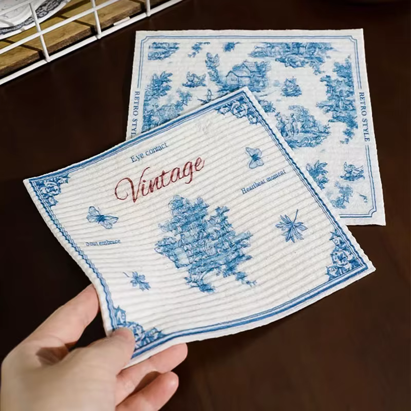 3/4/5 Pcs Magic Dishcloth Absorbent Reusable Wet Dry Household Kitchen Dish Towels Cellulose Cotton Swedish Cleaning Cloth Rags