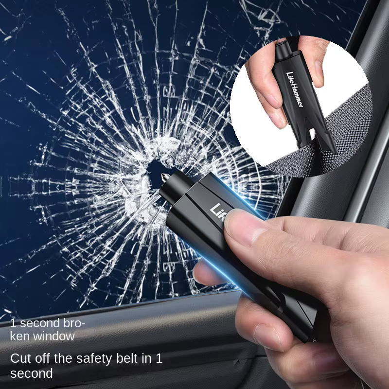 Car Safety Hammer Auto Emergency Glass Window Breaker Seat Belt Cutter Life-Saving Car Emergency Escape Hammer Survival Whistle
