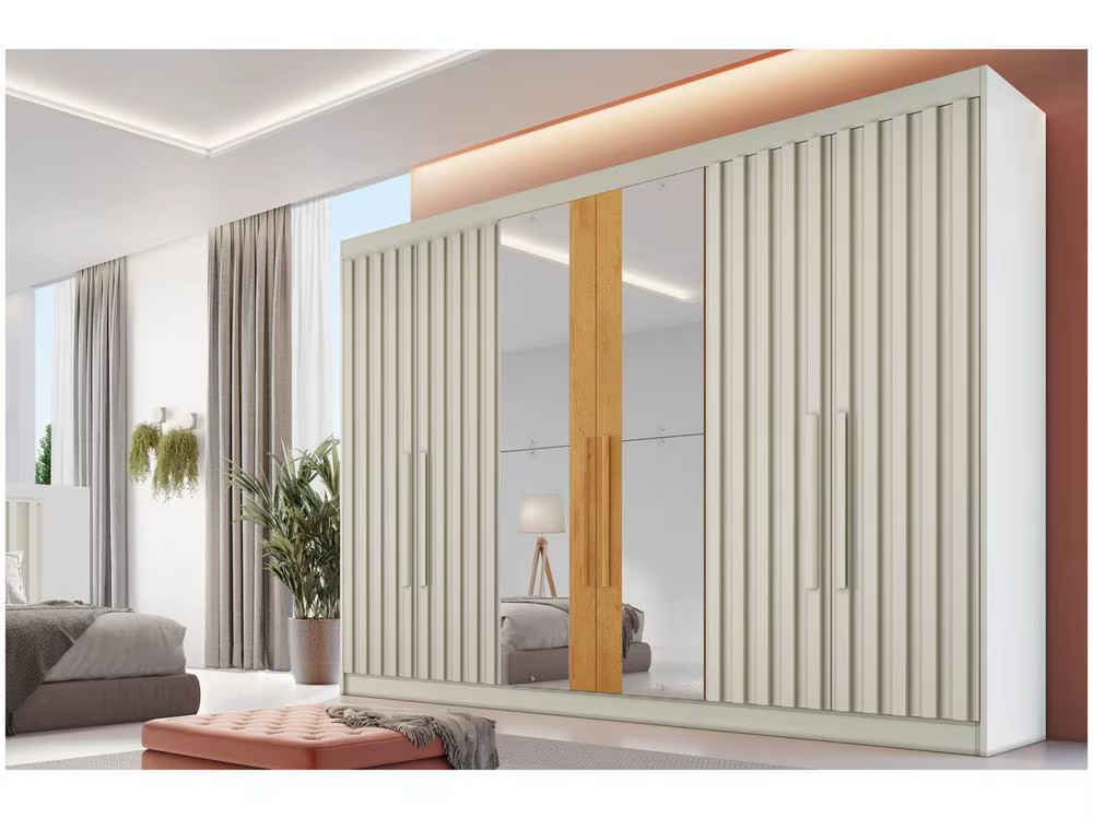 6 Doors 6 Doors Double Cabinet with Mirror 6 Drawers Furniture Europe Ripped Powerful