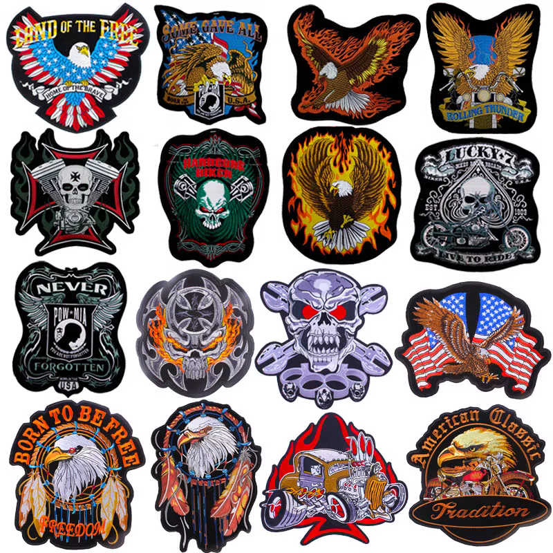 Eagle Embroidered Patches On Clothes Skull Back Large Patch For Jackets Iron On Patches Embroidery Applique Sewing Accessories