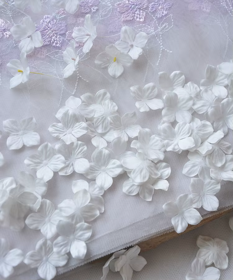 2.3CM Handmade DIY 3D Embossed Satin Petals Embroidery Piece Wedding Dress Headdress Designer Trim Accessories RS4133