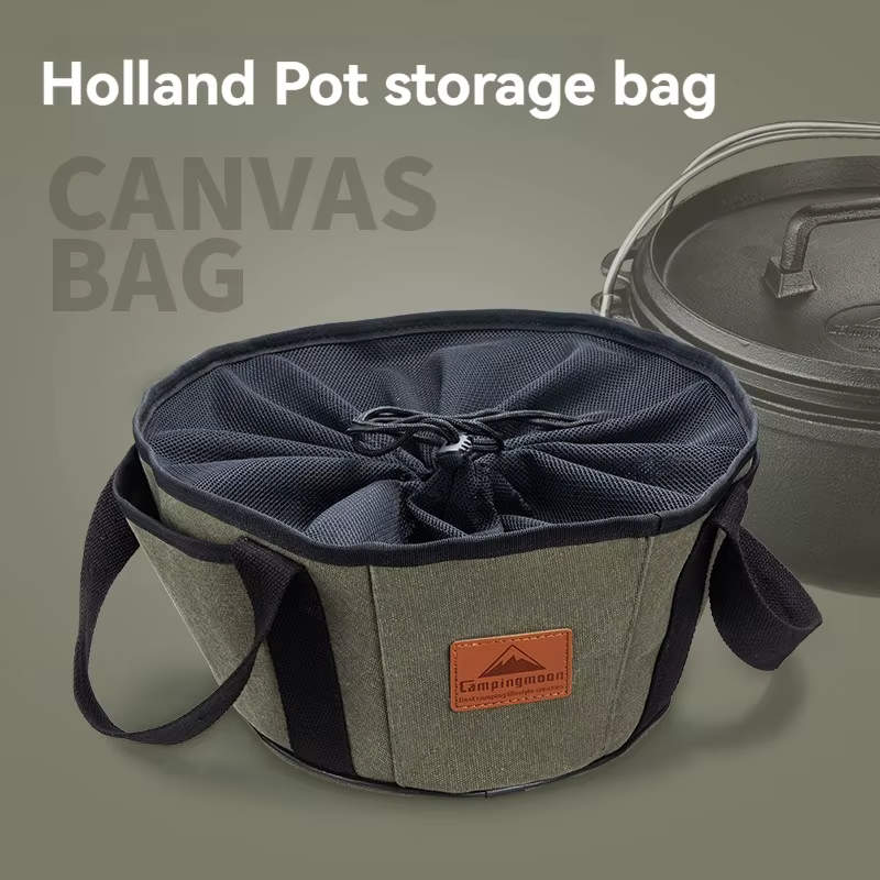 CAMPINGMOON Outdoor Camping Barbecue Cookware Organizing Tote Bag Storage Bag, Dutch Pot Storage Thick Canvas Bag
