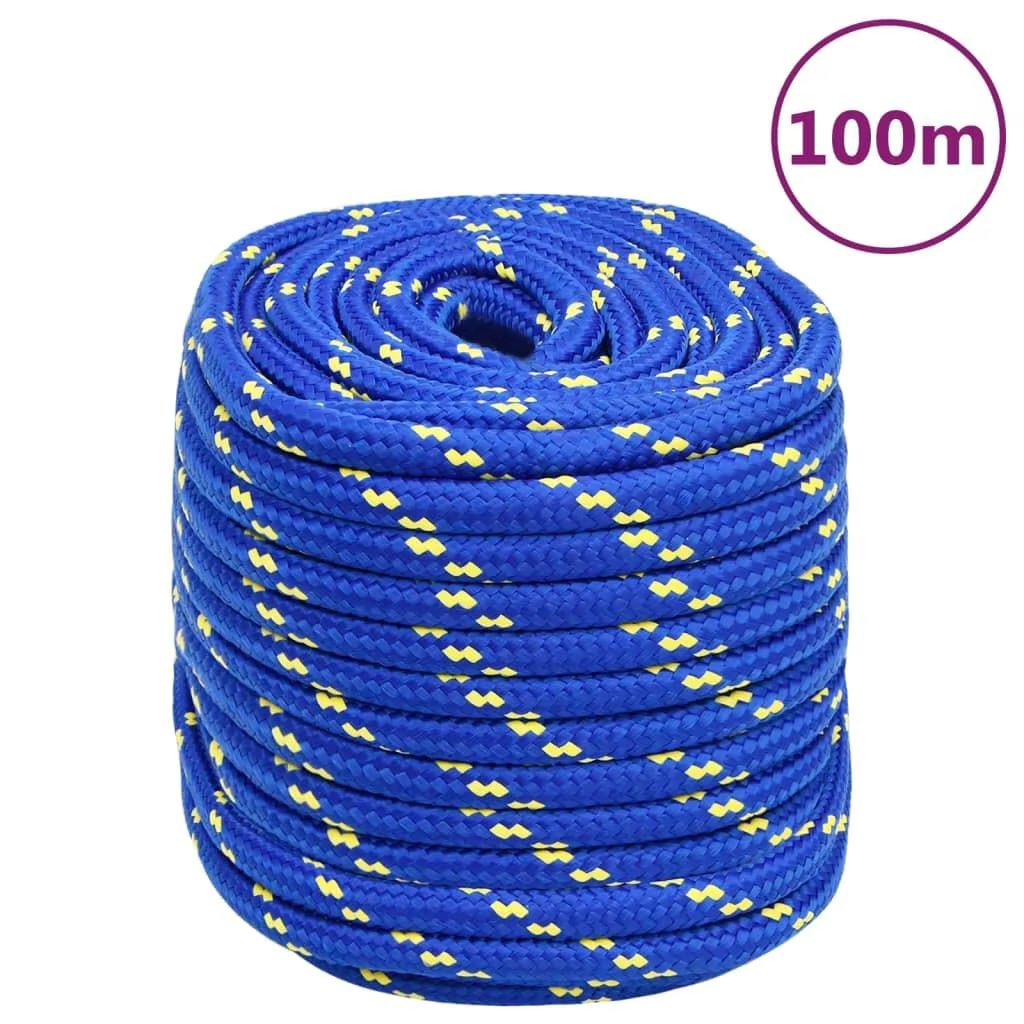 16mm Blue Polypropylene Boat Rope - 100m Durable Marine Line for Boating, Sailing & Docking