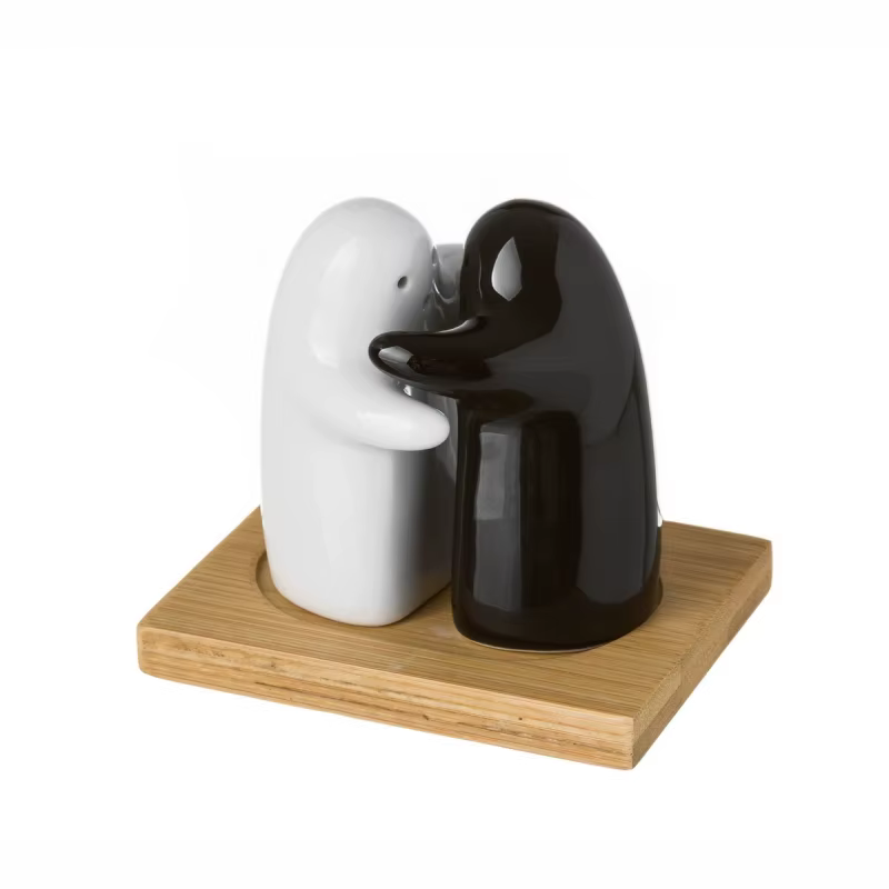 Original ceramic salt and sugar Salt and pepper shakers with 122894 bambu stand