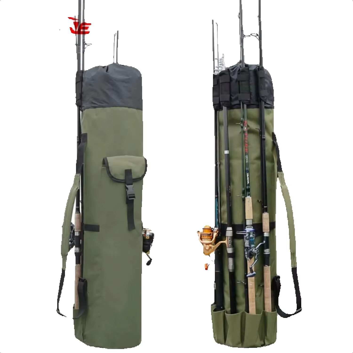 SXHWC Portable Folded Fishing Rod  Multifunction Fishing Tackle Tools  Pack Cylinder Outdoor Fishing Gear Shoulder Bags X336