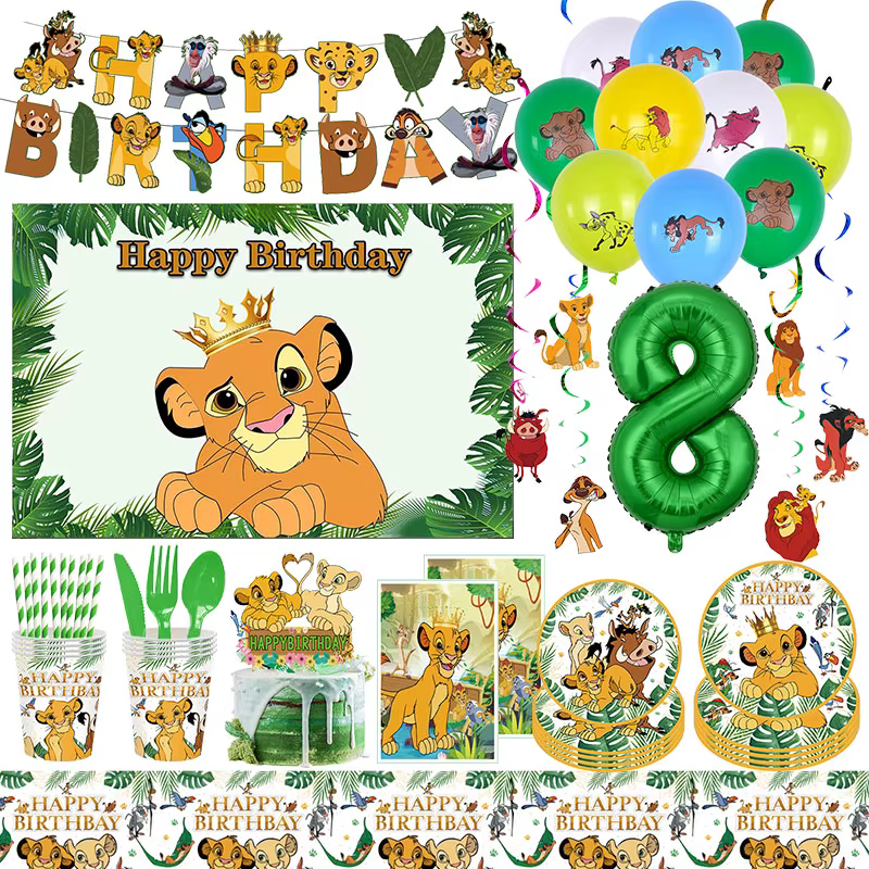 Disney Lion King Decoration Birthday Party Supplies Kids Simba Theme Tableware Set Happy Backdrop Balloons Deco For Boy Favors