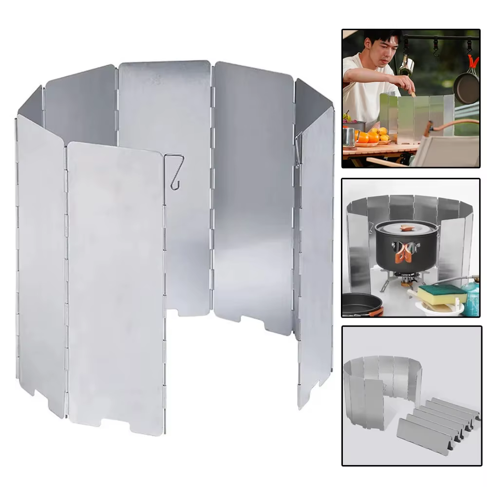 Ultralight Outdoor 10 Plates Foldable Wind Shield Camping Stoves Windshield Foldable Gas Cookers Wind Deflectors Stove
