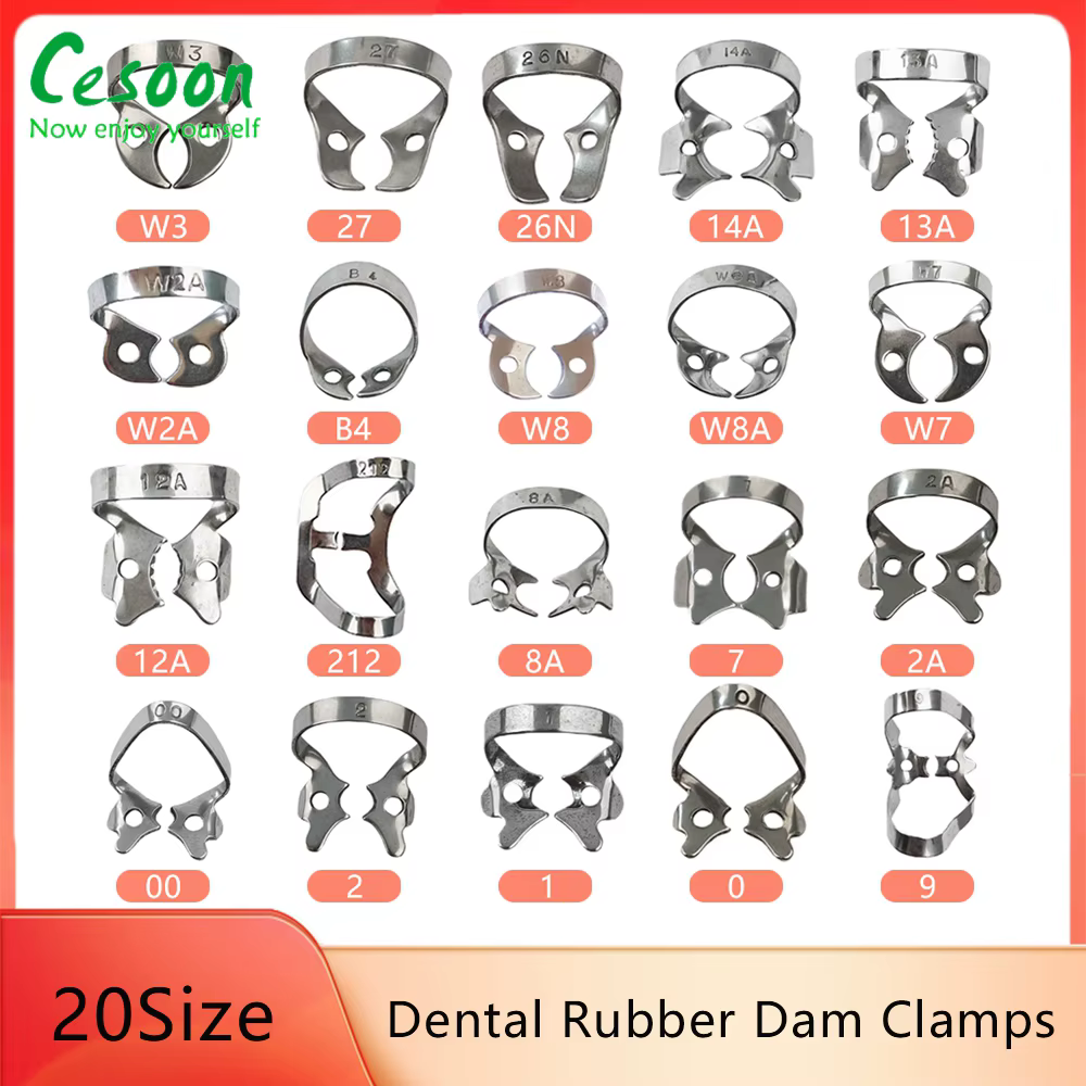 Dental Rubber Dam Clamps Endodontic Restorative Barrier Clips Stainless Steel Frame Holder Molar Teeth Oral Dentistry Materials