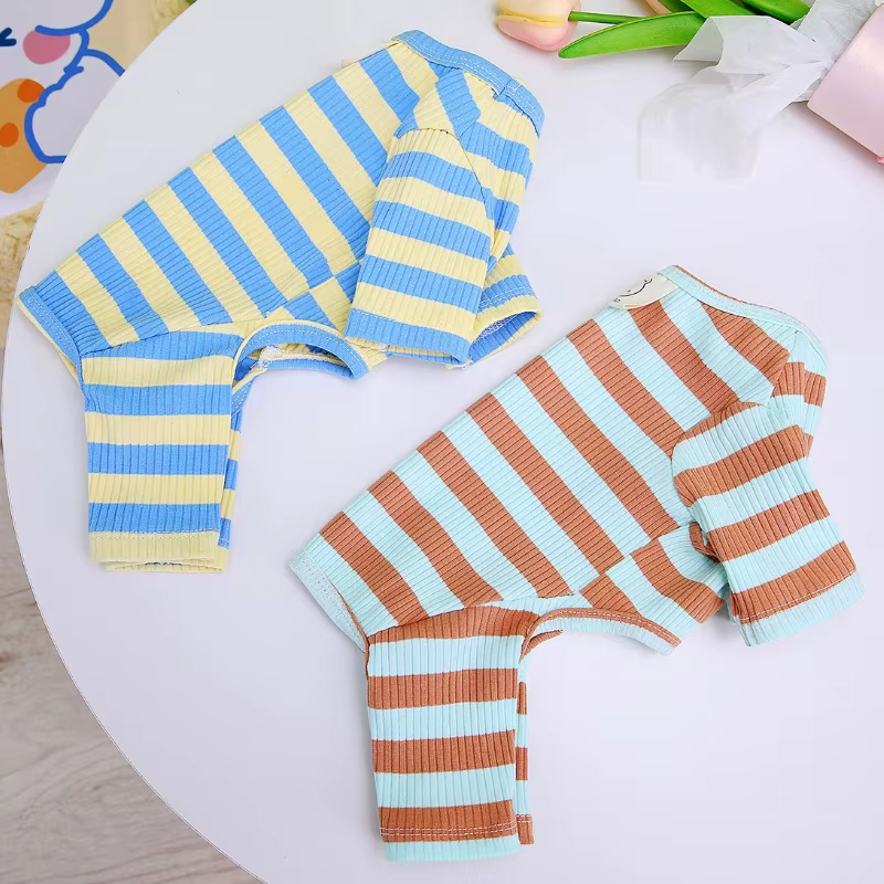 Autumn Pet Dog Jumpsuits Fashion Striped Dog Onesie Clothes Cute Puppy Pajamas Warm Soft Cat Jumpsuits Pet Rompers Dog Clothes
