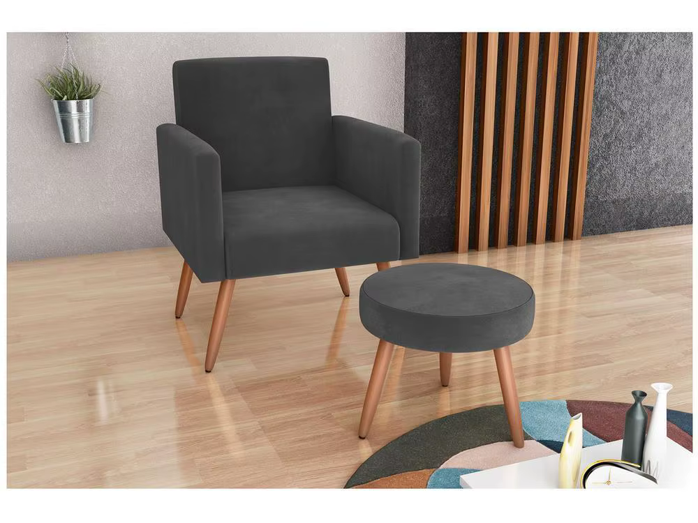 Decorative Armchair with Modern Matrix Puff