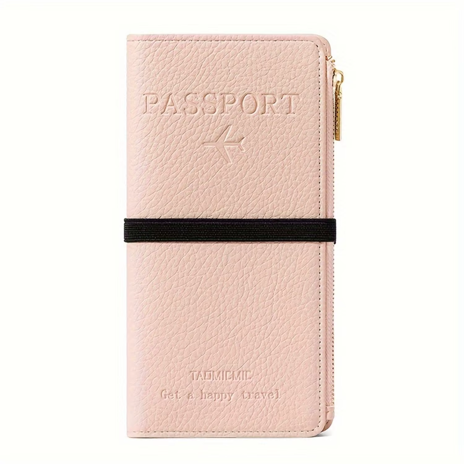 Travel Multifunctional Document Organizer Passport Bag with Multi-card Niche, Anti-theft Zipper, Brush Coin Purse