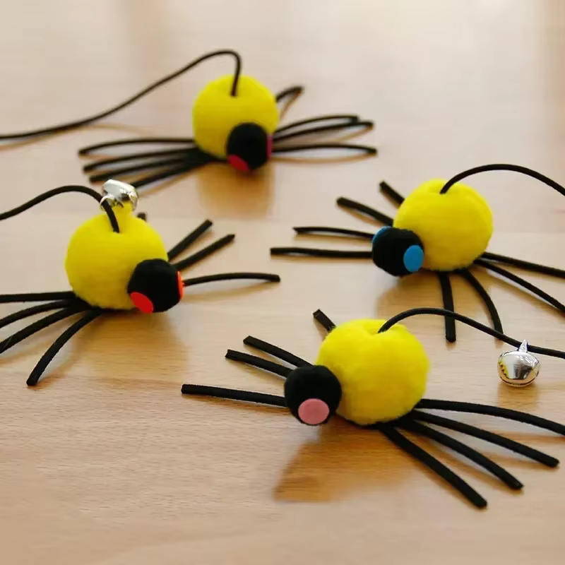 Cat Toy Hanging Door To Pet Relieve Depression Swinging Hanging Elastic Rope Feather Playing StickBall Spider Toys