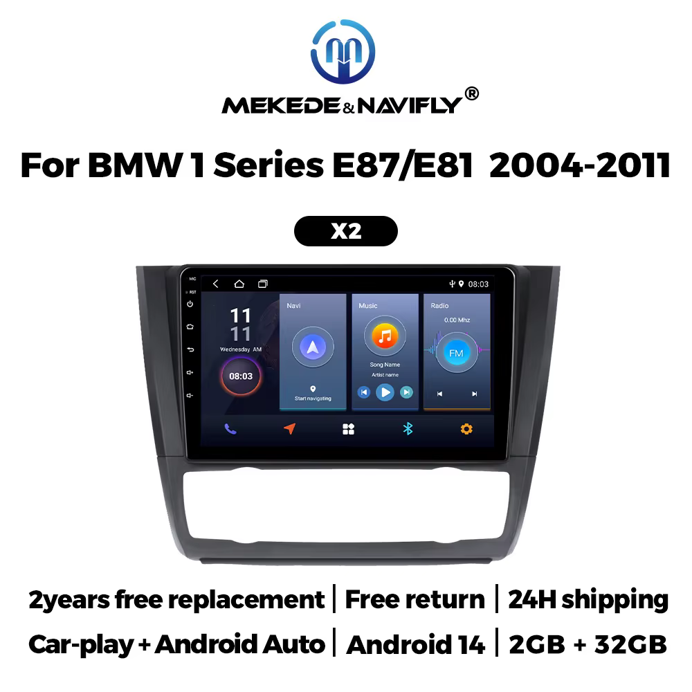 MEKEDE 9" Android14 Car GPS Navigation Multimedia Player For BMW 1Series E87/E81 2004-2011 Wireless CarPlay Android Auto WIFI BT