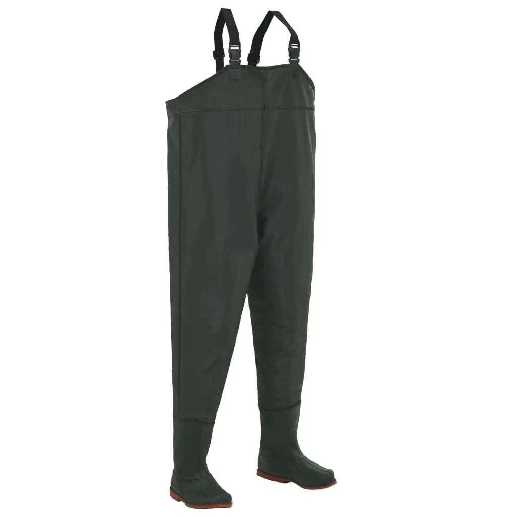 Size 42 Green Wading Pants with Boots for Fishing & Outdoor Adventures
