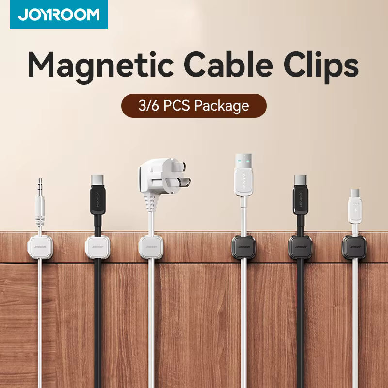 Joyroom 3/6 Pcs Magnetic Cable Clips Cable Smooth Adjustable Cord Holder Under Desk Cable Management Wire Keeper Cable Organizer
