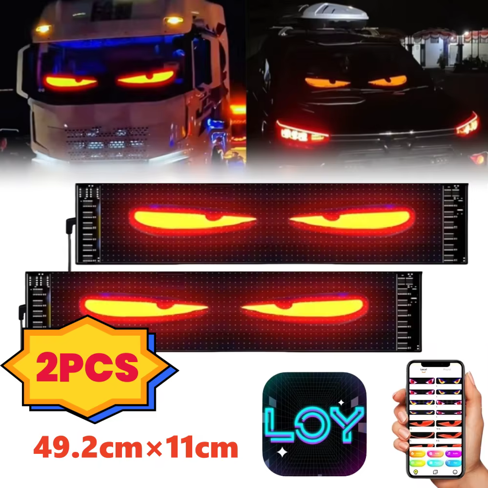 2PCS LED Eyes Windshield Truck Car Display Screen Automotive Panel LED Luminous Sign LED Glowing Eyes for Windshield Glass