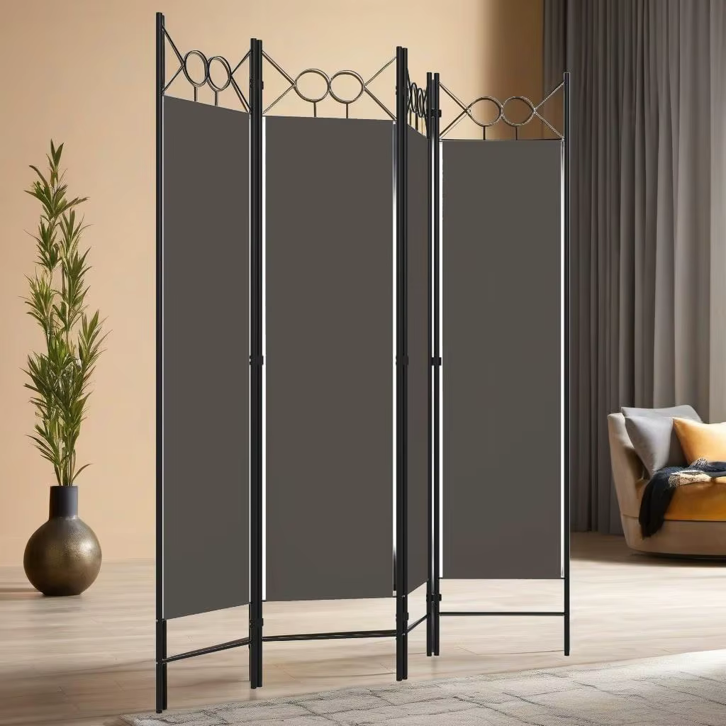 160x180 cm 4-Panel Anthracite Room Divider – Stylish Space Separator for Home Décor
