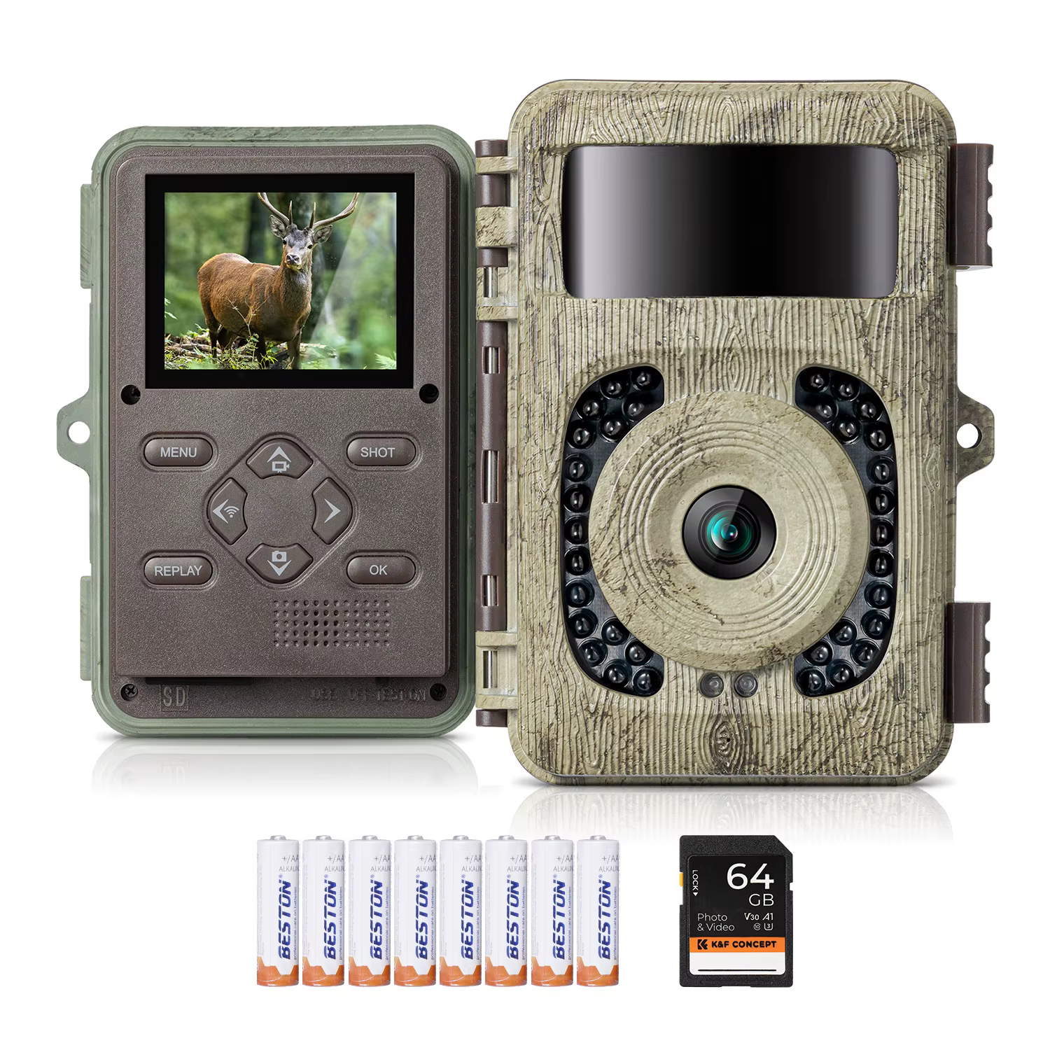 4K 48MP Trail Camera with Night Vision 0.1s Trigger Motion Activated Hunting Camera IP66 120° Wide-Angle For Outdoor Wildlife