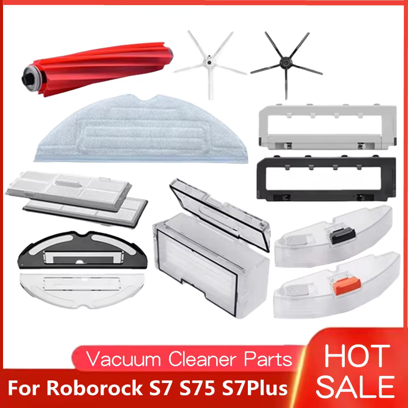For Roborock S7 S75 S7Plus Pallet Parts Mop White/Black Side Brush Main Brush/Roll Brush Filter Water Tank Accessorie