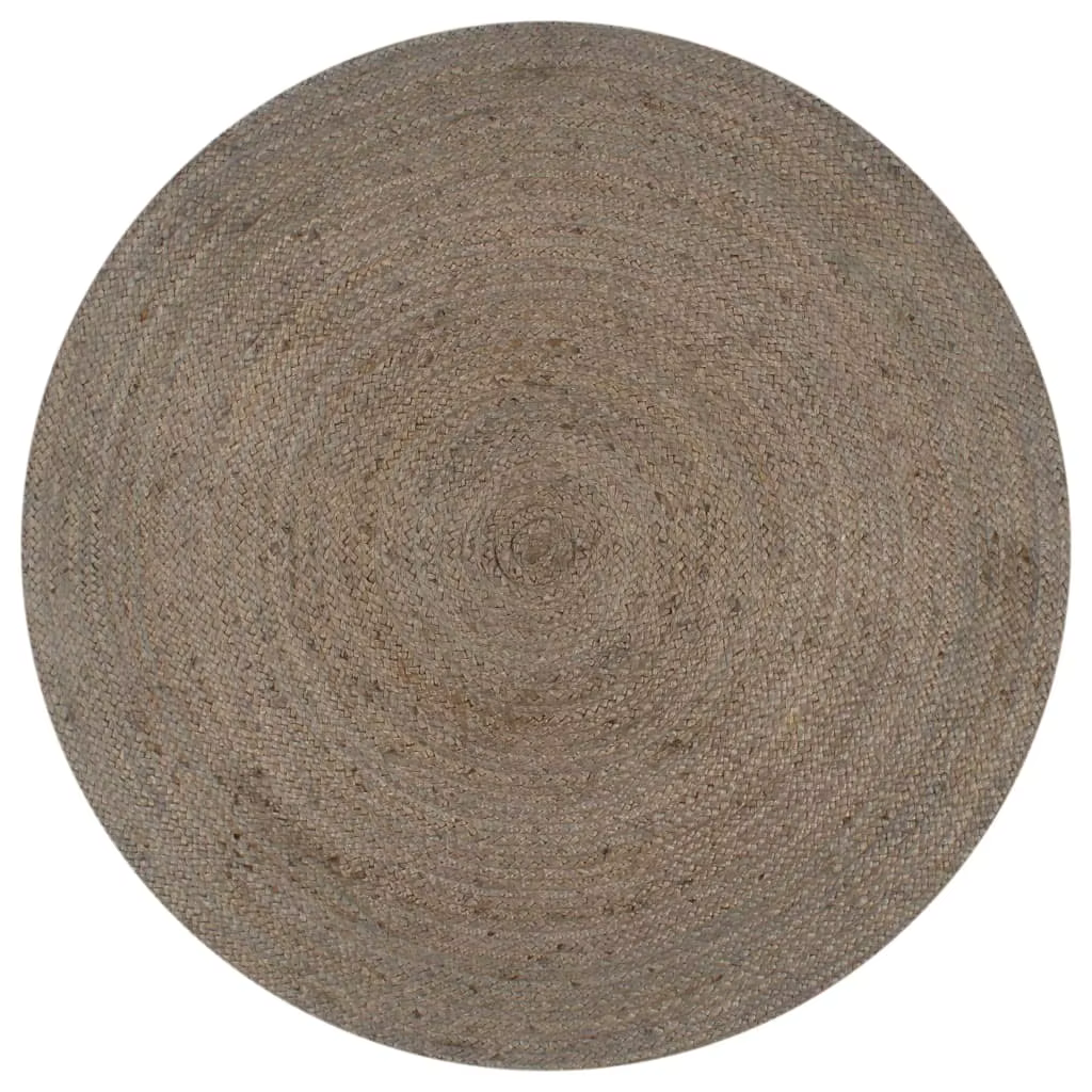 90 cm gray round hand woven jute carpet