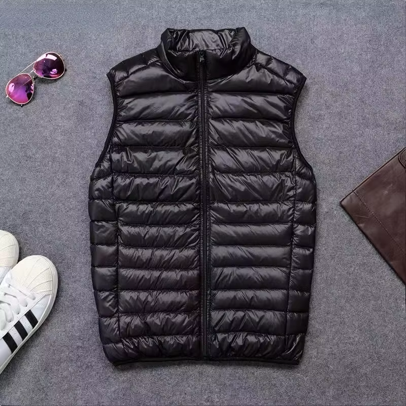 Men's Down Vest Winter, Loose Duck Down Light Feather Fashion Coat Coat Warm Men's Loose Plus Simple Solid Color Jacket Vest