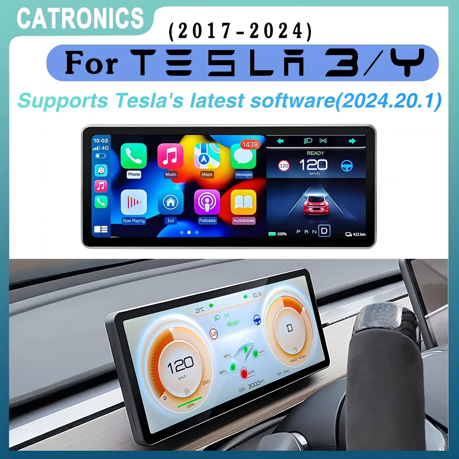 CATRONICS for 2024 Tesla Accessories Model 3 Y Digital Dashboard Heads Up Display for Tesla model 3 2024 HighlandHUD Accessories