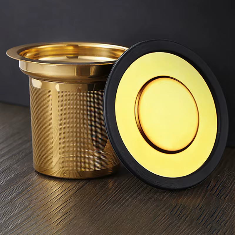 1Pcs Gold Reusable Stainless Steel Tea Strainer Mesh Infuser Basket Loose Tea Leaf Infusers Herb Filter for Mug Teapot Teaware