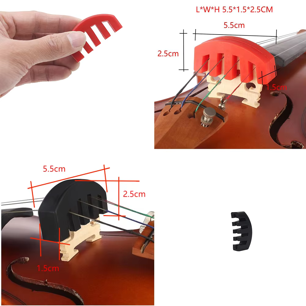 Violin Mute Rubber Soft Silencer For 4/4 3/4 1/2 Fiddle Muter Stringed Musical Instrument Replacement Practice Accessories