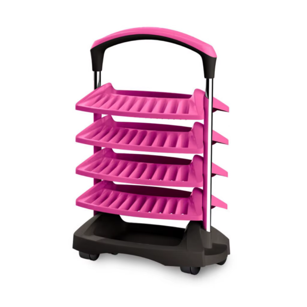 Diva 4 Trays (80 Enamels) Pink and Black Enamel Display Cart