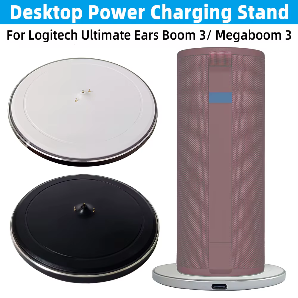 Power Charging Dock Desktop Charging Stand Charger for Logitech Ultimate Ears Boom 3/UE Megaboom 3 Bluetooth Speaker Stand Pad