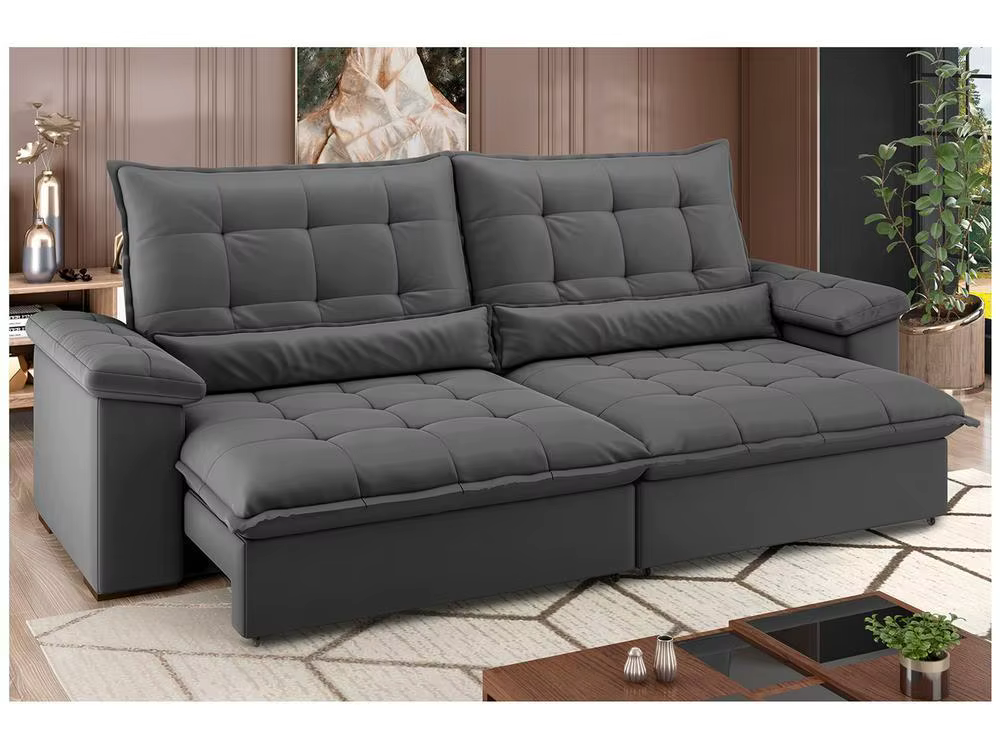 Sofa 4 Seater Retractable Recliner Suede Velvet Strand Emophed Flexforma Upholstered Springs
