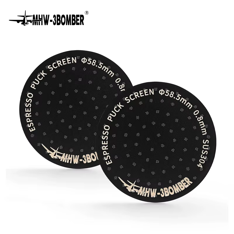 MHW-3BOMBER Titanium Coating Espresso Puck Screen 51/53/58.5mm Reusable Metal Filter 0.8mm Thickness Lower Shower Screen