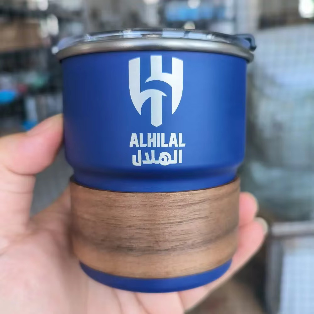 Al-Hilal Saudi logo Stainless Steel Cup Beer Mug with Lid 300ml Outdoor Camping Coffee Mug Wholesale Custom