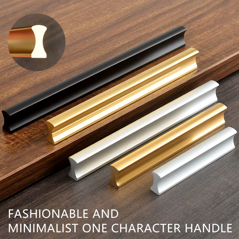 Simple Style Door long handles for Wardrobe 500mm Length Drawer black pulls 96mm pitch Cabinet aluminum alloy handle