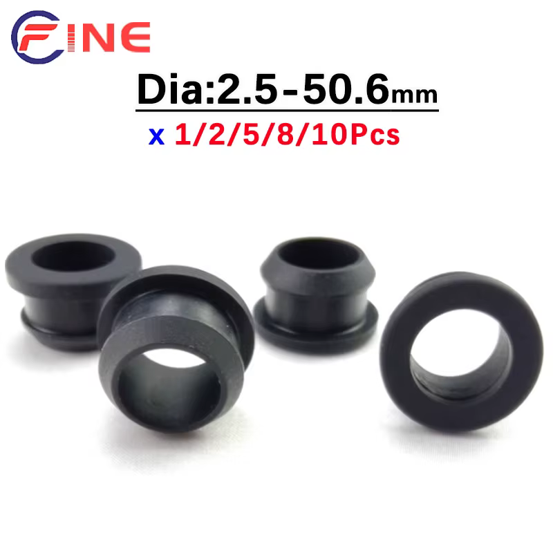 Black Silicone Rubber Snap-on Grommet 4.5-50.6mm Hollow Hole Plug Coil Ring Cable Wiring Protect Bushings O-ring Seal Gasket