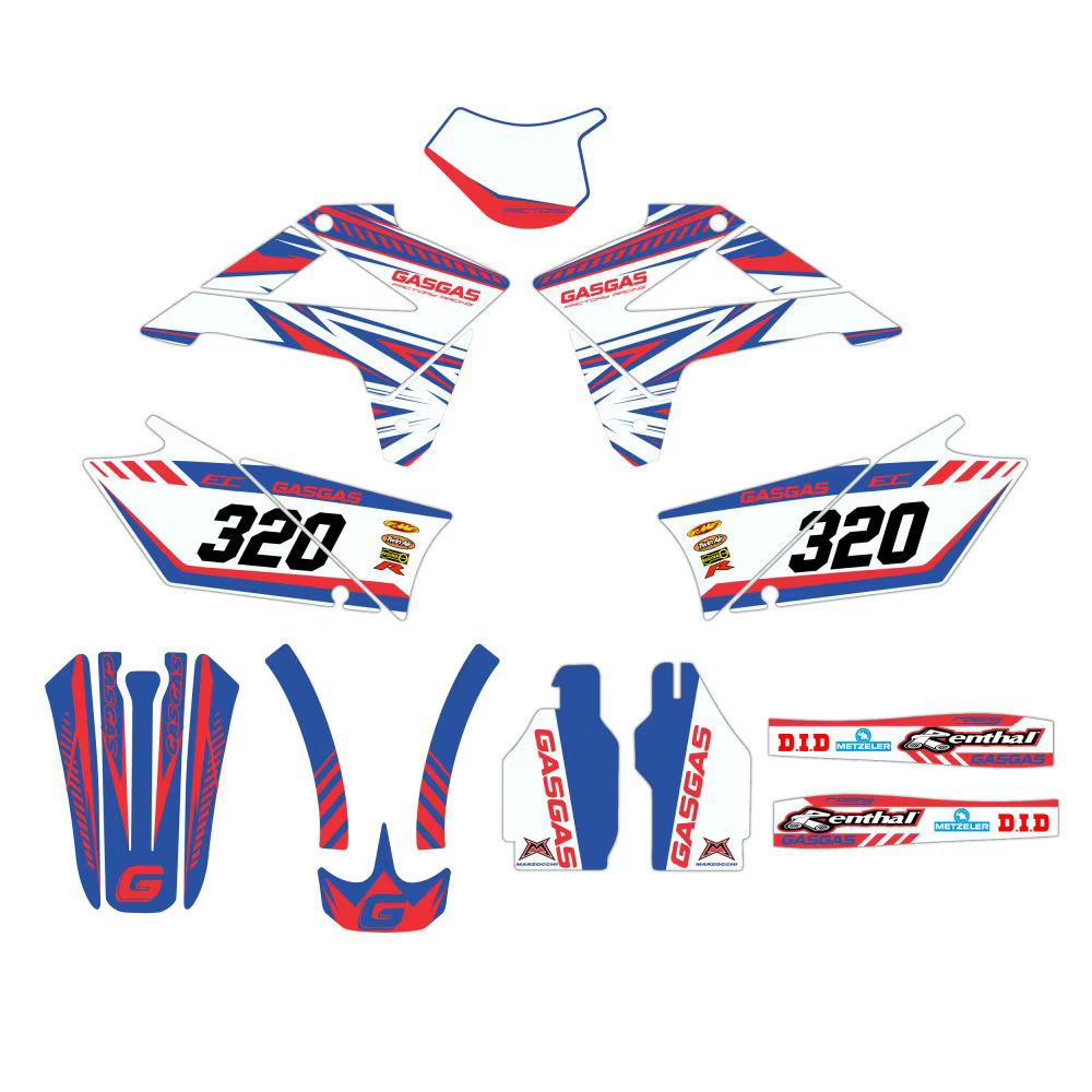 Enduro Motorbike compatible sticker kit White-Blue Gas-Gas EC 07-09