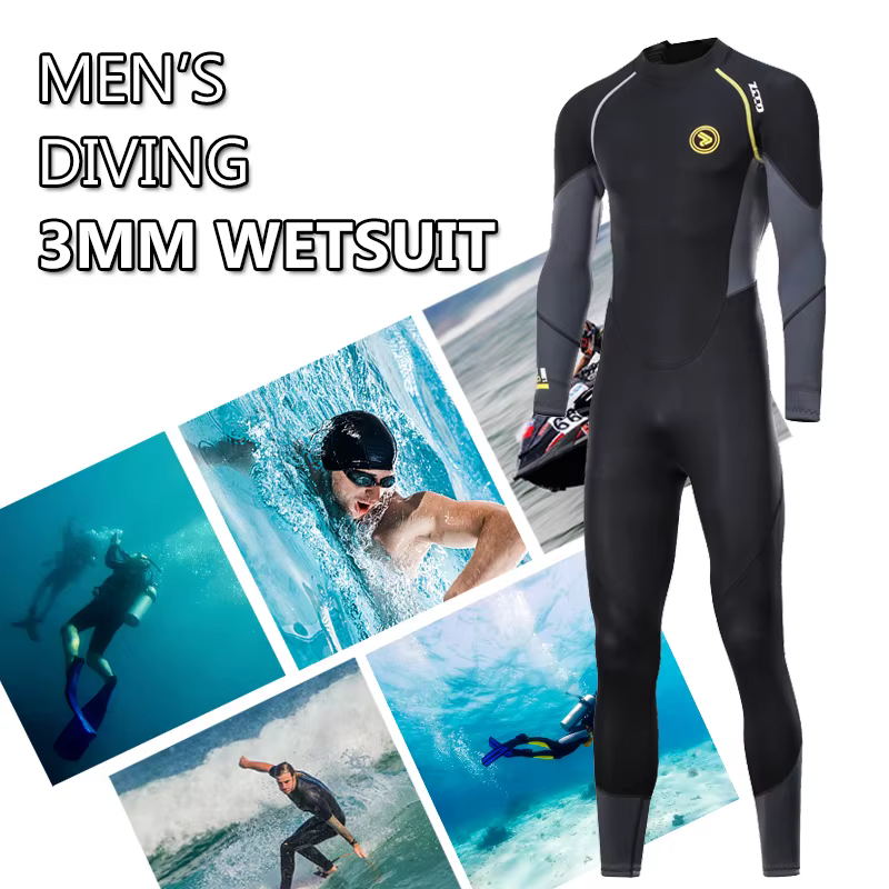 3mm Autumn and Winter Men's Long Wetsuit Neoprene Thermal Fleece Lining Outdoor Swimming Snorkeling Surfing Wetsuit M-4XL