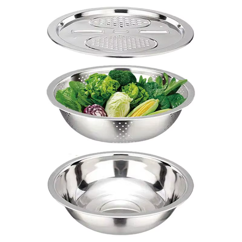 Vegetable Stainless Steel Basin Versatile Slicing And Draining Bowl Set Kitchen Utensils For Carrot Potatoes Cucumber Onion