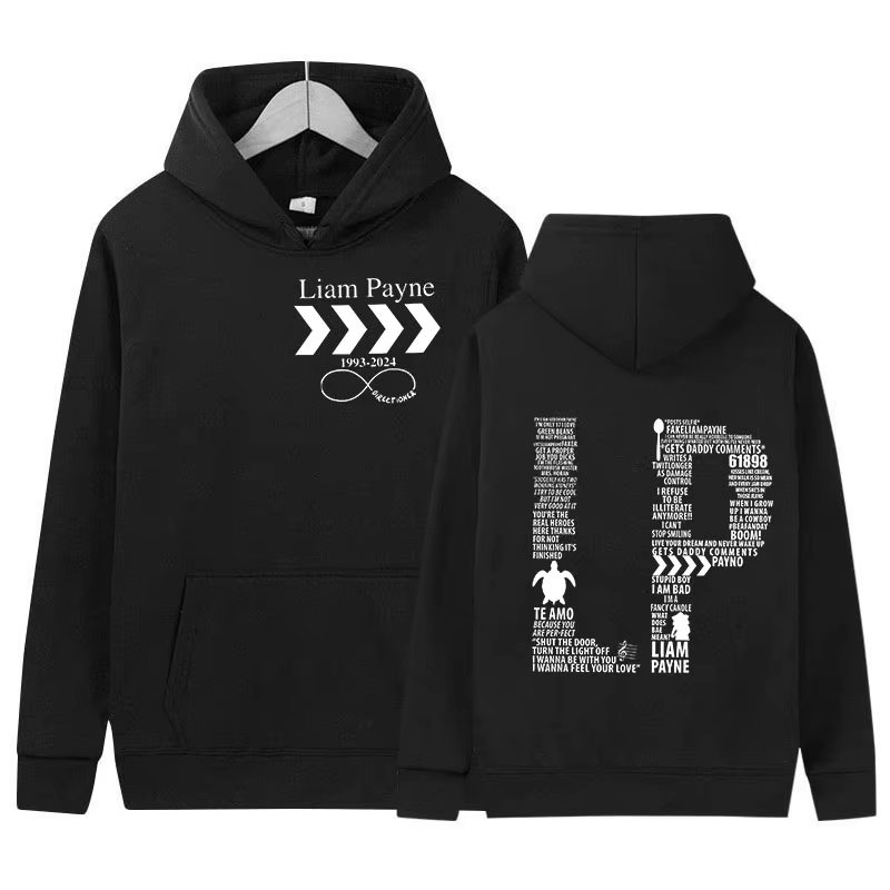 Liam Payne Mark Letter Print Hoodie Men Women Casual Autumn/Winter Fashion Sweatshirt Retro Oversized Pullover Hooded Streetwear