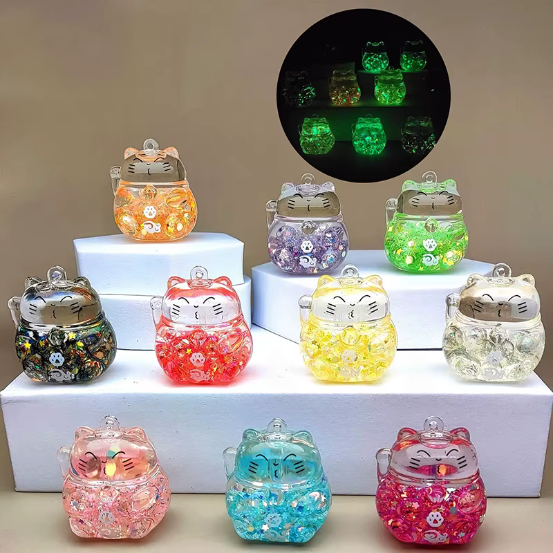 1pcs Mini Resin Cartoon Cat Miniature Figures 3D Luminous Little Ornament Micro Landscape DIY Dollhouse Garden Decoration Craft