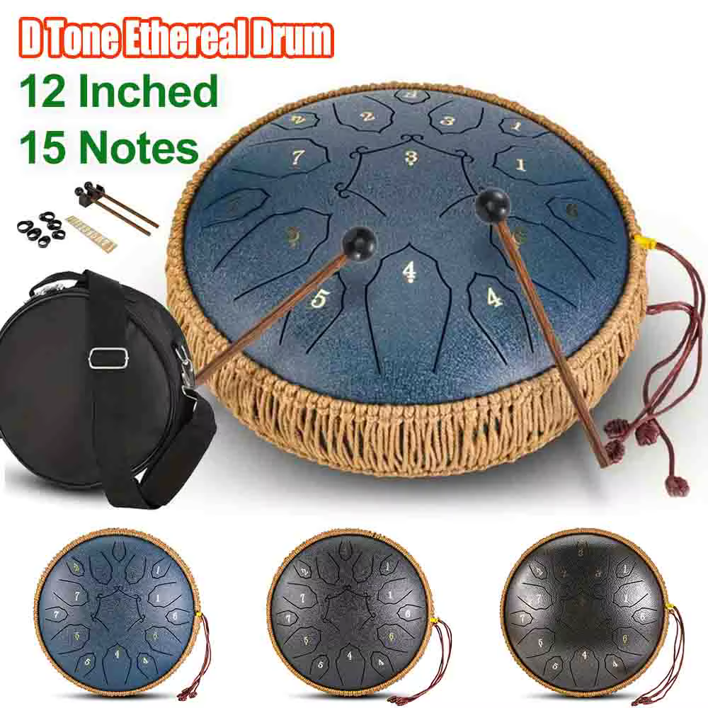12Inch Music Drum 15 Notes D Tone Ethereal Drum Yoga Meditation Sound Healing Beginners Percussion Instruments Gifts Drumsticks