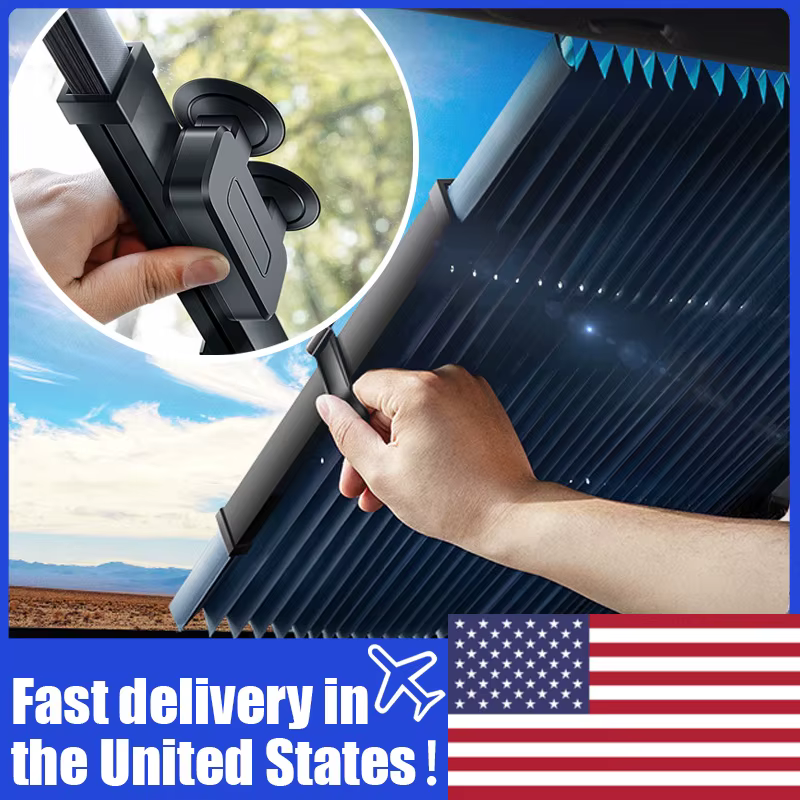 Car Windshield Sunshade Curtain Retractable Set Front Rear Window Sun Shade Protector UV Reflective Film Auto Sun Visor Covers