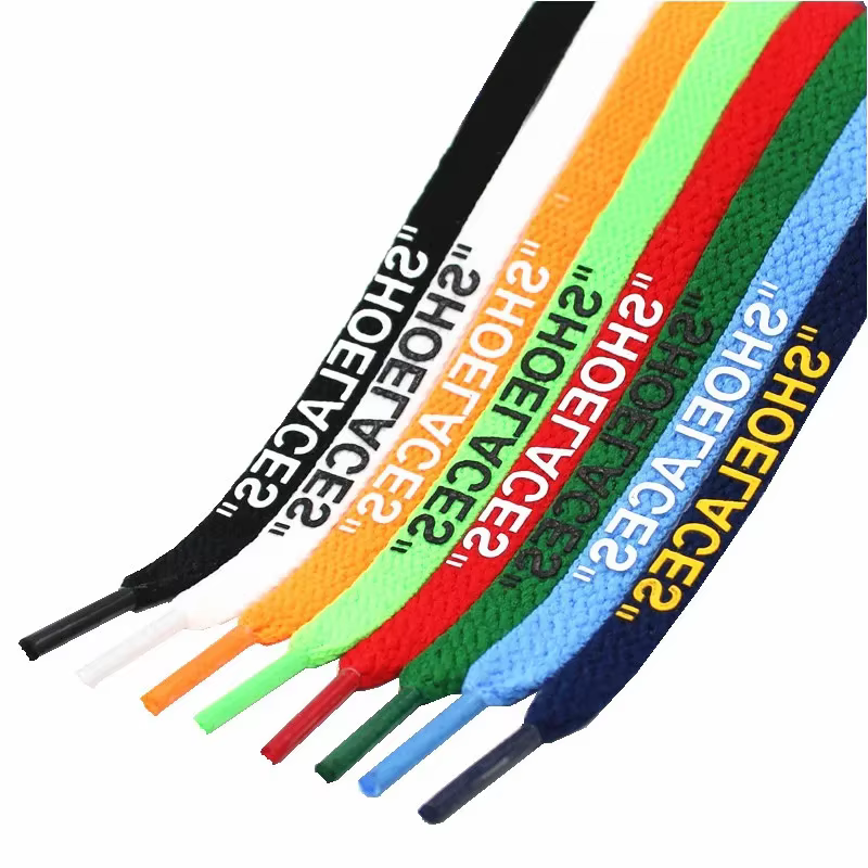 New Signed Flat SHOELACES Off Printed Shoe Laces Orange Green Purple White Shoe Laces for The Ten White Shoes Flat Laces 1 Pair