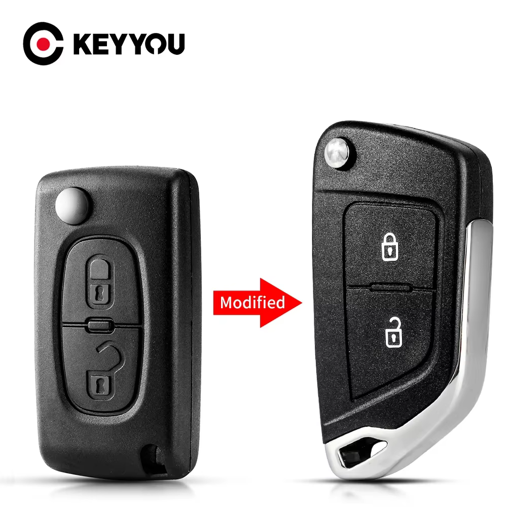 KEYYOU 1PCS 2BUTTONS For Citroen С2 C4 С3 С5 C6 For Peugeot 107 207 307 407 306 308 408 Partner CE0523 CE0536 Modified Car Key