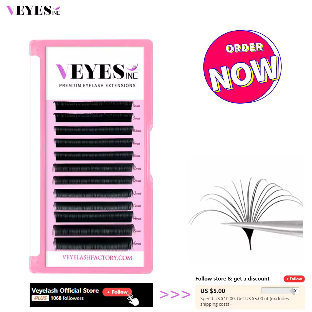Veyes Inc Easy Fanning Eyelash Extensions Veyelash PBT Silk Russian Volume Lashes Fast Bloom Austomatic Flowering Natural Makeup