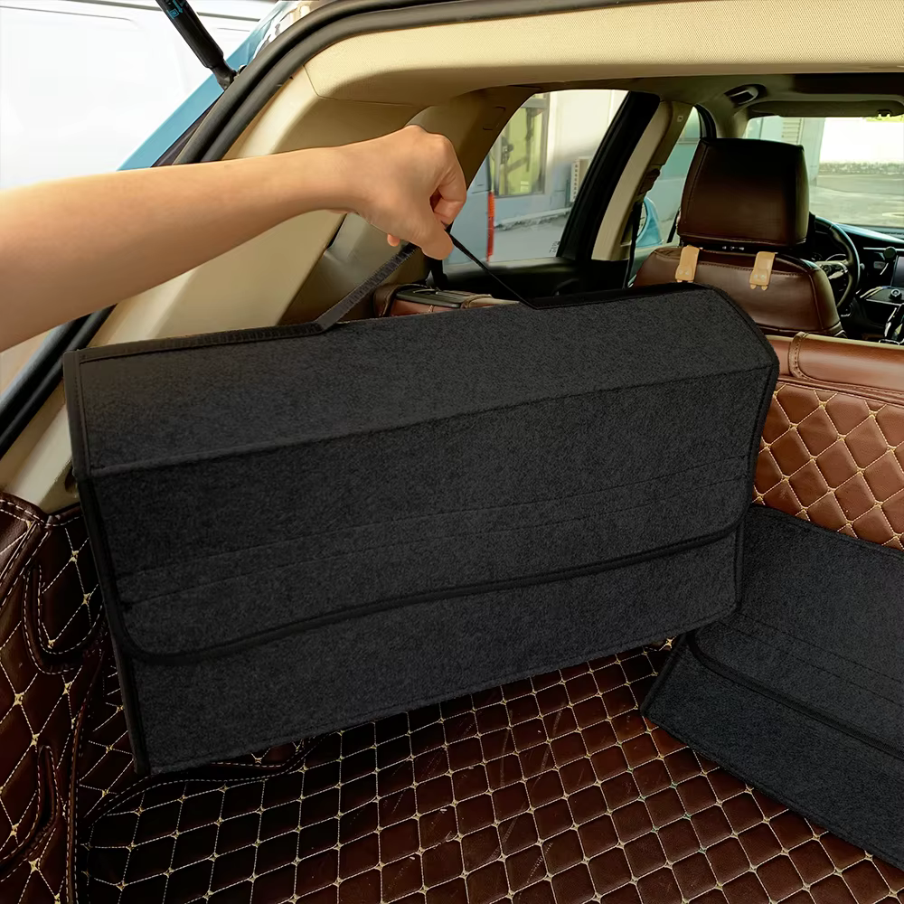 Felt car trunk folding storage box enlarged and thickened dark gray