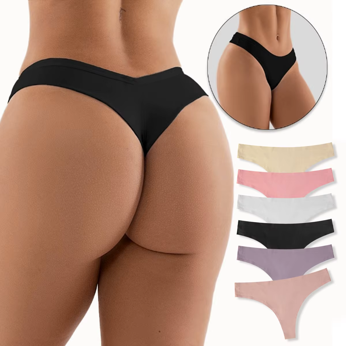 Kit 6 Solid Color Seamless Panties Seamless CorCe Laser Floss Various Colors Super Comfort