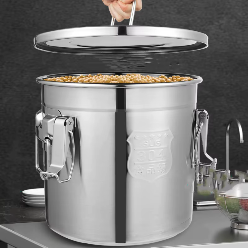 12L Stainless Steel Cereal Rice Storage Container Bucket Airtight Canister + Lid